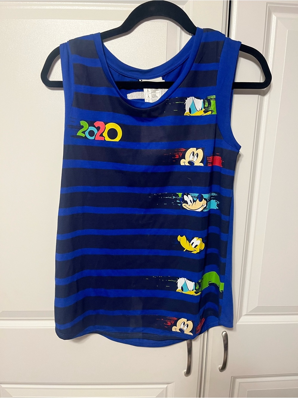 Disney Blue & Navy Striped Mickey Tank Top size small